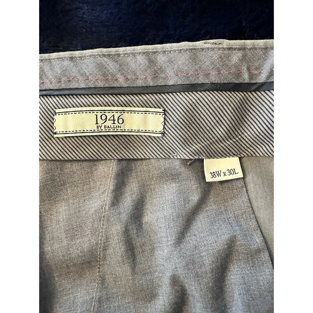 1946 by Ballin Mens 38x30‎ Gray Dress Pants Total Comfort Stretch Flat Front
